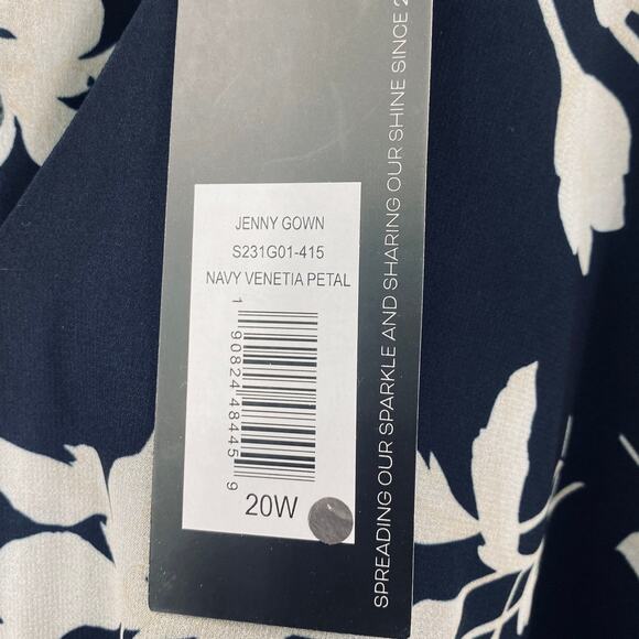 Sachin & Babi Jenny Gown Floral Maxi Dress V Neck Navy Venetia Petal NEW 20W - Picture 9 of 12